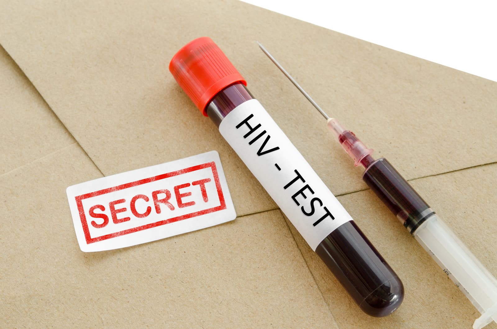 A sealed envelope representing a confidential HIV test result